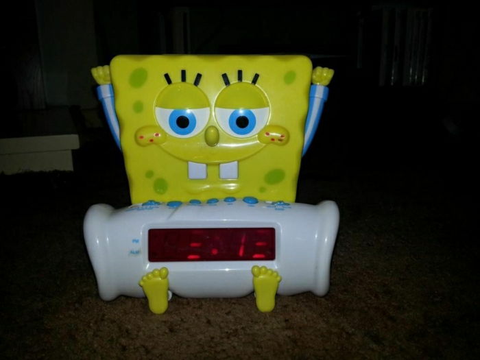 engraçado-alarme despertador rádio-relógio infantil Ringer crianças despertador-com-música-rádio-relógio-Spongebob