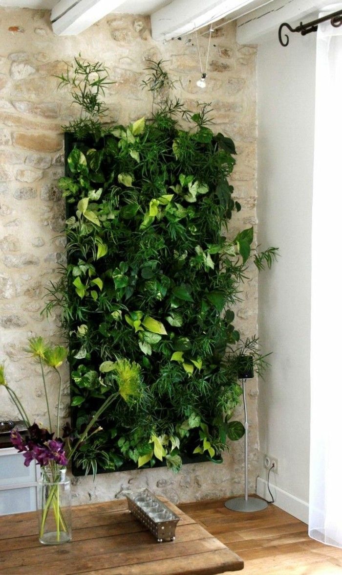 wohndekoideen-dekoideenmitpflanzen-växtvägg dekoration tips vardagsrum