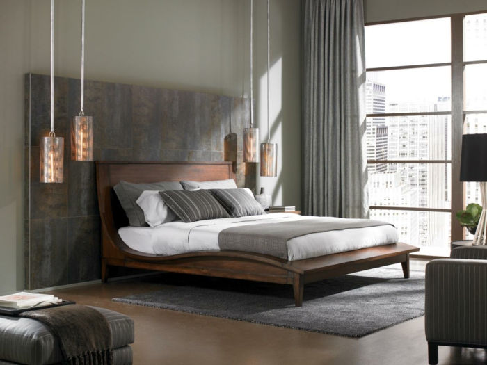 yaşayan fikri odalı modern yatak-tasarım-asılı lambaları