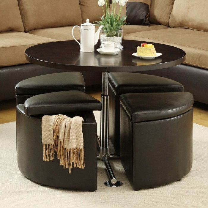 Yaratıcı-WOHNIDEEN-WOHNIDEEN-salon-koyu kahverengi yuvarlak ahşap masa ayağı metal dört deri dışkı-köşe