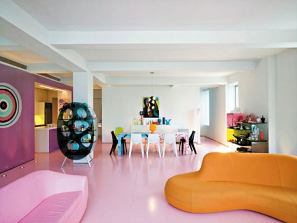 Stue design oransje sofa