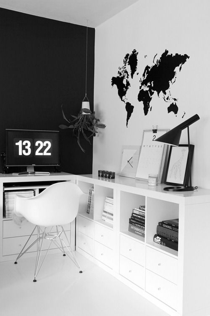 flat-set-tips-for-office-kontrast vegger og hvite møbler