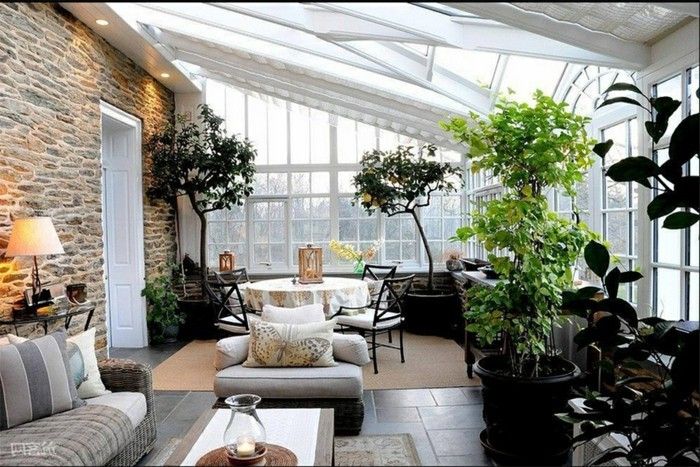 okras-dekorasjon tips-dekorasjon tips, stue-dekor-ideer-glasert terrasse-planting