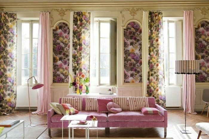 Sala de cortina-idéias-com-flores Musters