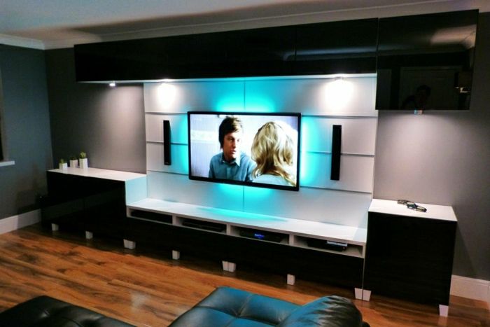 Panouri-tv-perete TV de perete alb living set-perete camera-camera-design-living