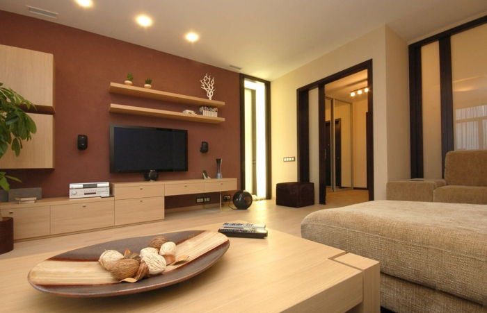 obývačka-nápady-moderným hnedo-and-béžová farebné schémy