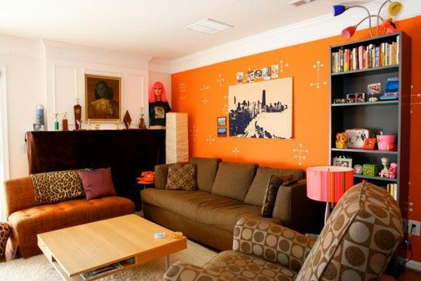 vardagsrum-idéer-orange väggen