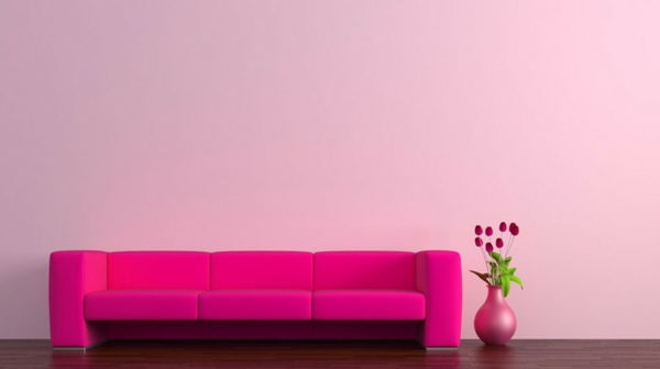 camera de zi cu vopsea frumoasă vopsea roz roz cu trandafiri de lângă ea
