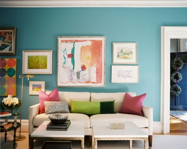 obývacia izba-s-múr Tyrkysová farba-and-many zábery farebný dizajn
