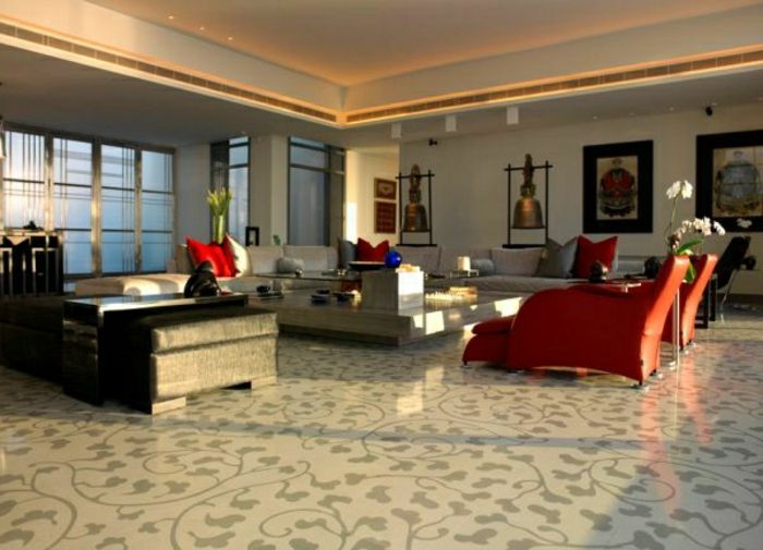obývacia izba, moderný design-šedo-color