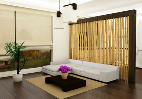divisor de sala de estar - varas de bambu