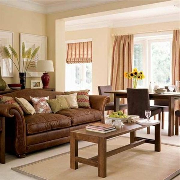 vardagsrum rustik brun soffa
