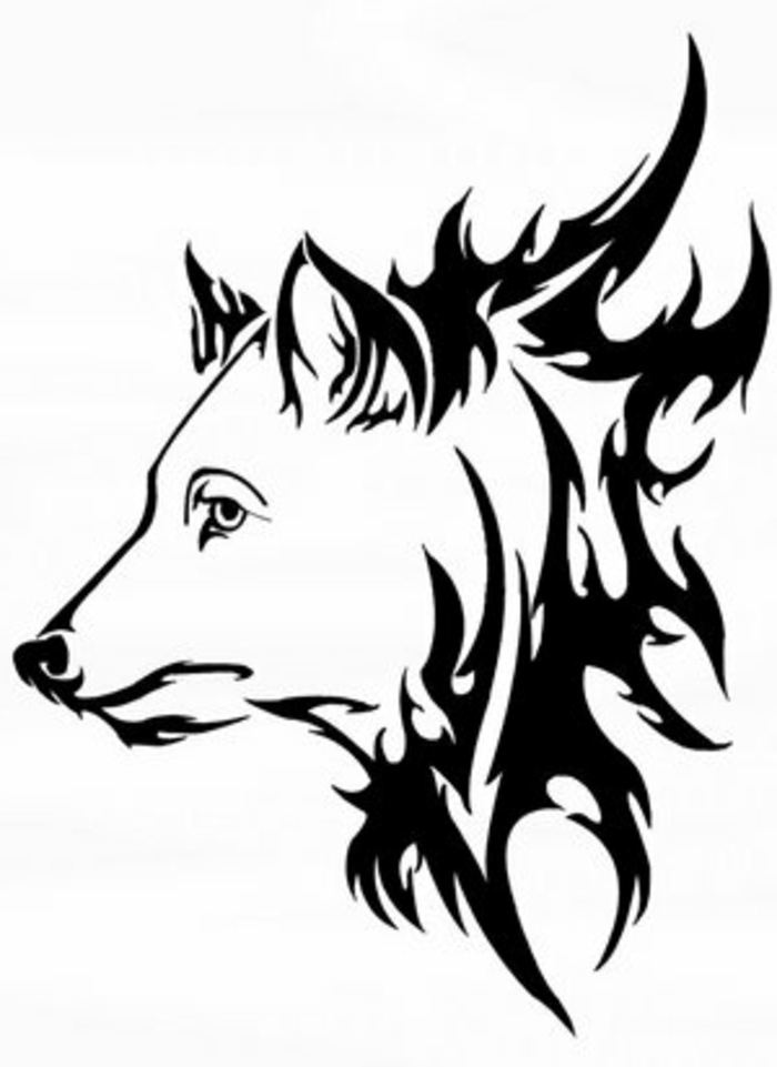 un lup alb - cap de lup - lupul tribal - idee pentru un mare lup tatuaje