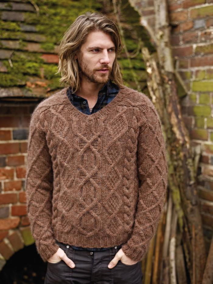 padrão de tricô knitwear-para-homens-brown-irlandês