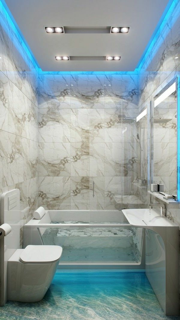 meraviglioso soffitto luci-in-blue-moderno di design in bagno
