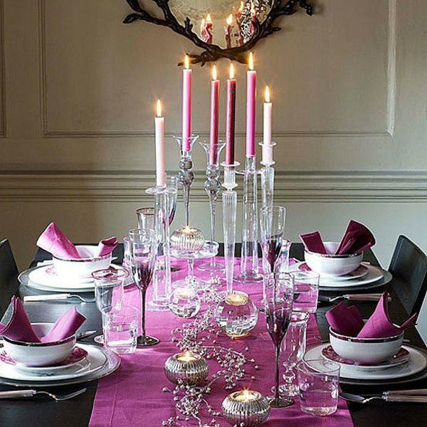 flott bord dekorasjon-for-nyttårsaften i rosa