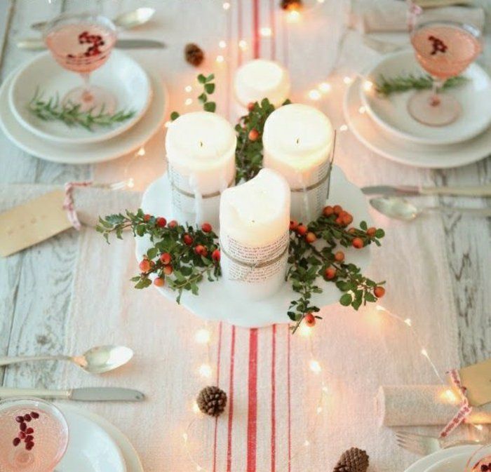 Krásna stolové dekorácie vianočné sviečky accent