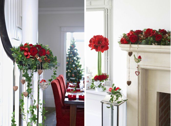 Krásna-Christmas Red Flower s príveskom dekoratívnou srdca