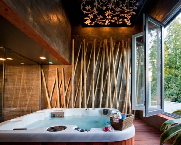 gražus bambuko dekoravimas prie vonios gražus langas