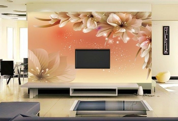 krásny dizajn, foto tapety, kvetinovo-moderné obývacia izba