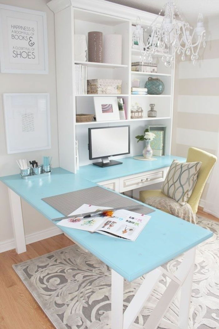 vakker leilighet design frisk farge kontor interiør