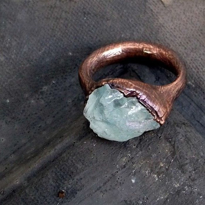Doamnelor model frumos inel din cupru cu Aquamarine