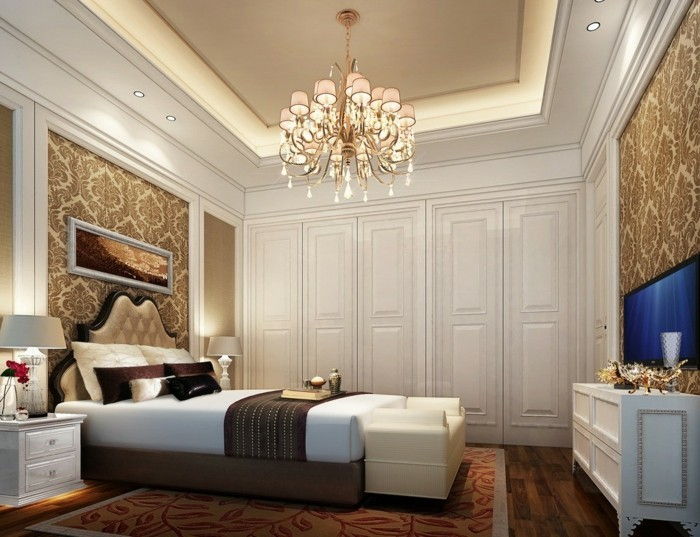 vacker modell-ljuskrona-in-elegant sovrum