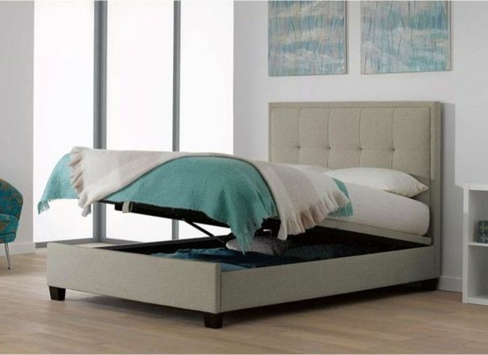 frumos model capitonaje pat cu paturi box-luminos-dormitor