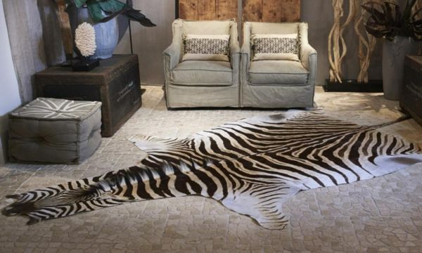 Zebra kailių baldai-on-the-žemės