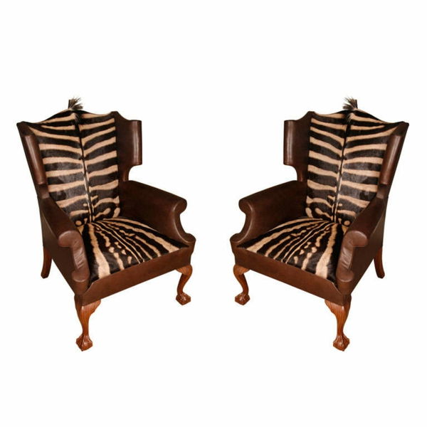 Zebra kailių baldai-Brown-kėdės