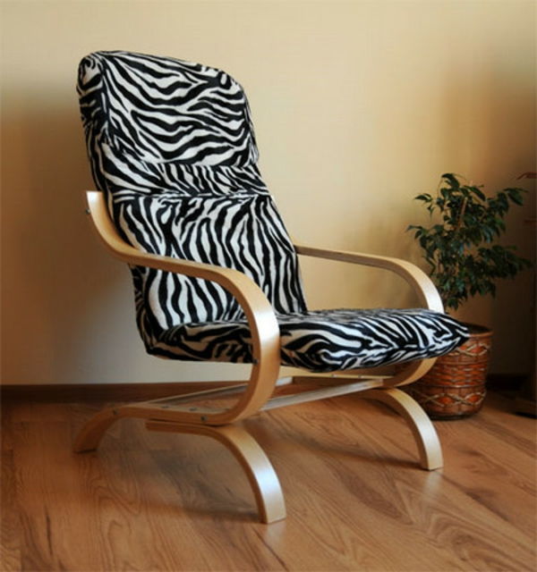 Zebra kailių baldų kėdė