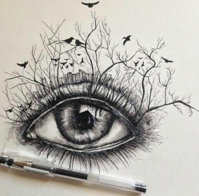 ritningar-med-penna-en-mycket-intressant-eye