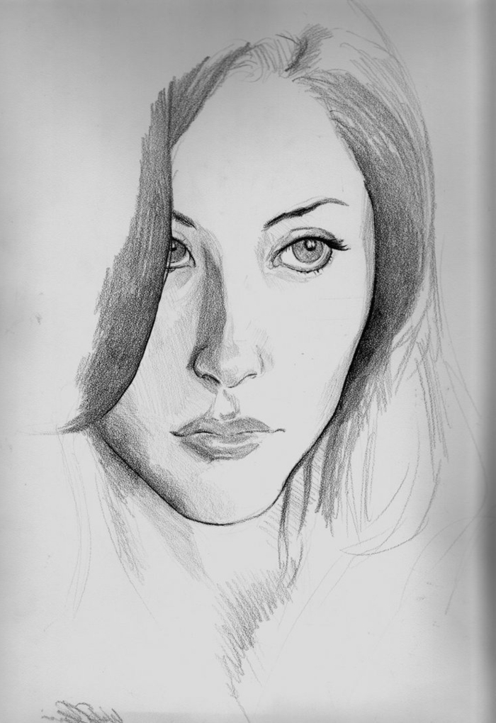 rysunki ołówkiem-z-piękny-face-of-a-kobiety