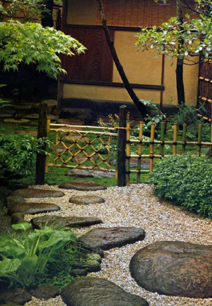 zen-gradina-bambus ușă cale gard pietre pas cu pas