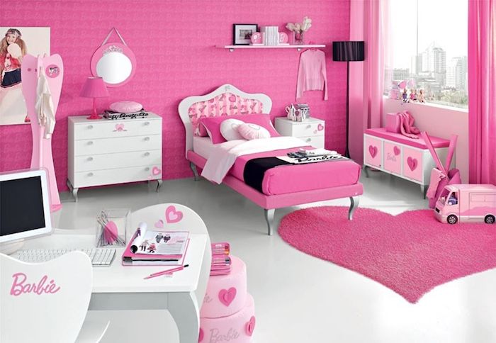 sala de jovens idéias barbie estilo menina quarto todos rosa e branco bem-vindo ao mundo de uma verdadeira barbie