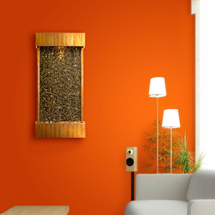 Soba vodnjak steno z slap-oranžno