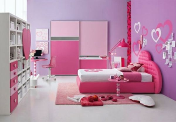 kambario dekoravimo idėjos, skirtos mergaitėms, kūrybinės dizaino violetinės spalvos