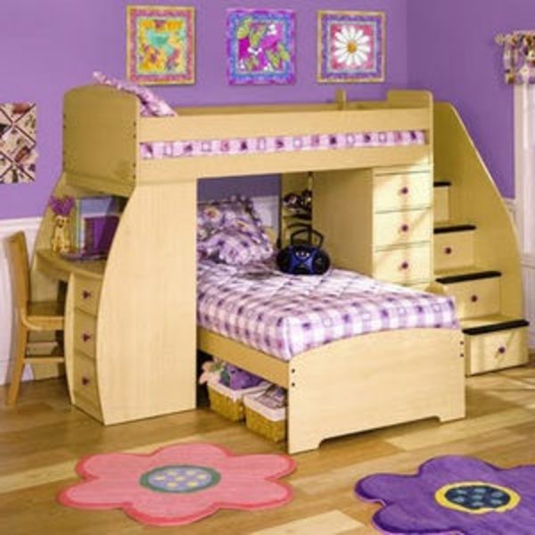 camera-design-idee-per-pratico-piacevole-camera dei bambini-colorato-pareti e letto a soppalco