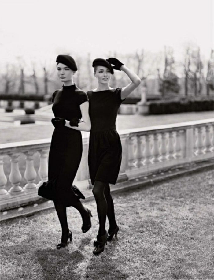 dois modelos Roupa Preta Bonnet Francês Ralph Lauren Collection-tradicional clássico retro-elegante e moderna