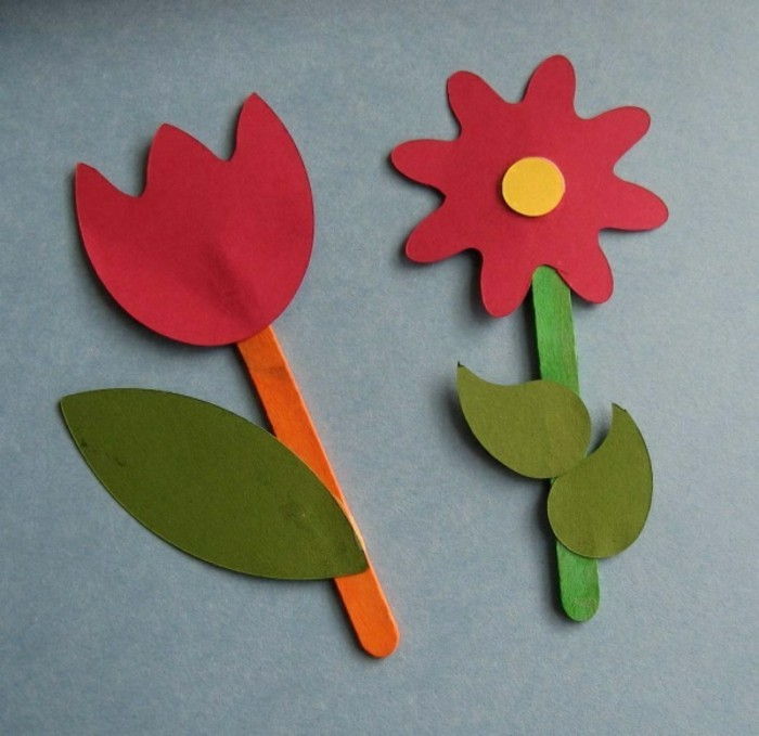 dve krásne červené kvety, nápady remeslá-s papierom
