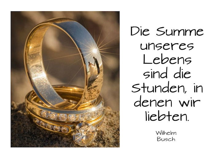 Hier vindt u twee gouden ringen, zintuigen en een bruid en een geweldige trouwboodschap