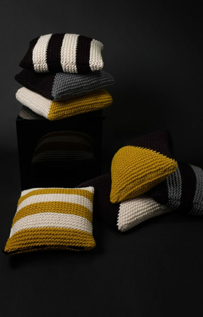 to-tone modeller Pillow håndlaget-vakre-strikke DIY idé